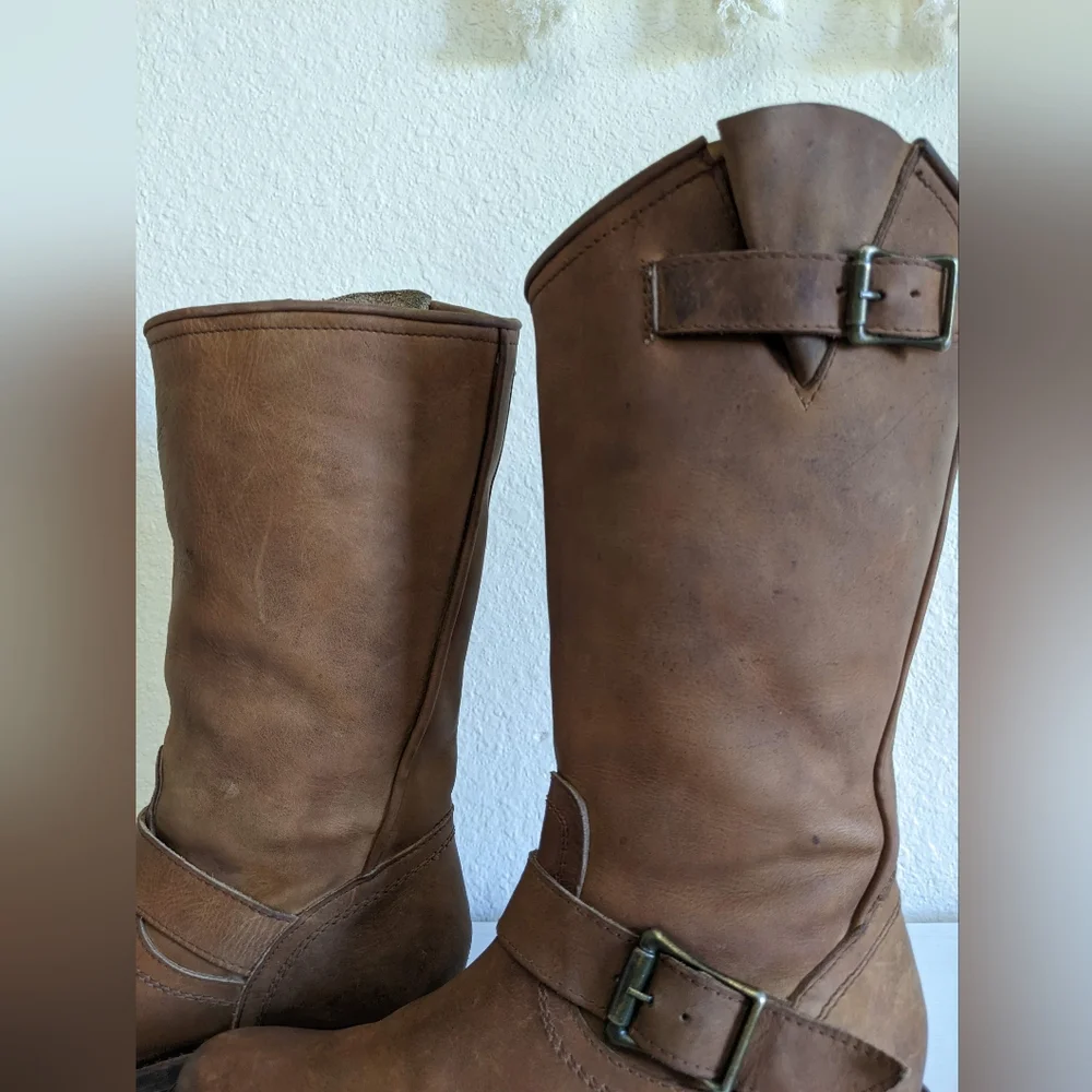Freebird by Steven Crosby Slouch Leather Buckle Boots 6 - Picture 16 of 16
